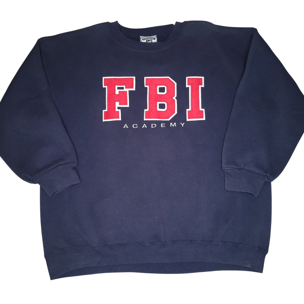Lee Heavyweight Tag Mens XL Navy Blue FBI Academy 90s VTG Embroidered Sweatshirt